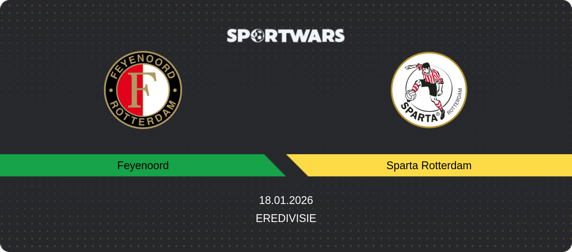 Match prediction Feyenoord — Sparta Rotterdam, Eredivisie, 18.01.2026