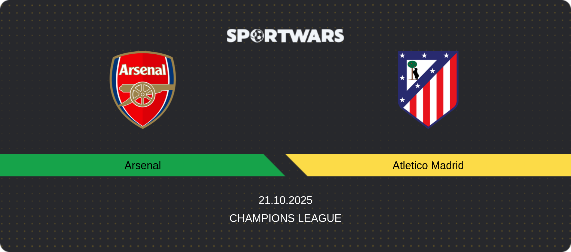 Match prediction Arsenal — Atletico Madrid, Champions League, 21.10.2025