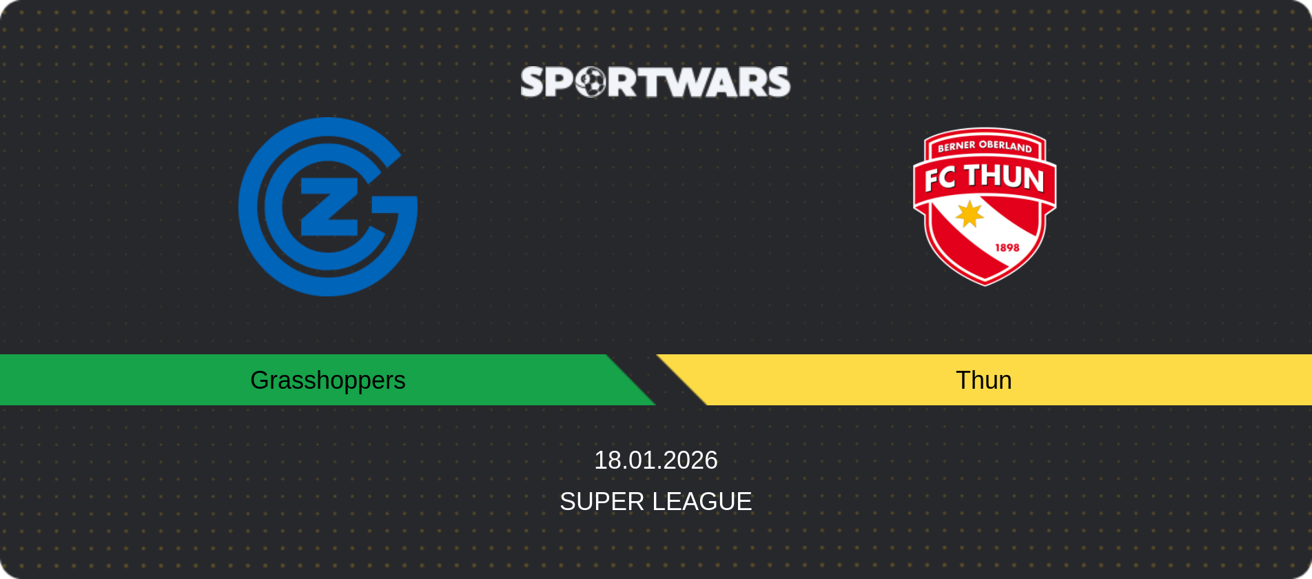 Match prediction Grasshoppers — Thun, Super League, 18.01.2026