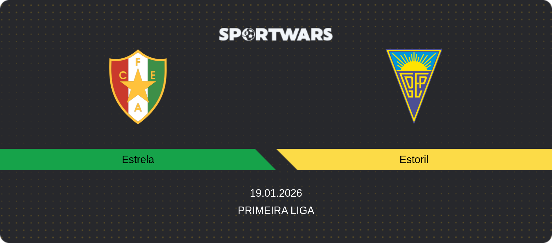 Match prediction Estrela — Estoril, Primeira Liga, 19.01.2026