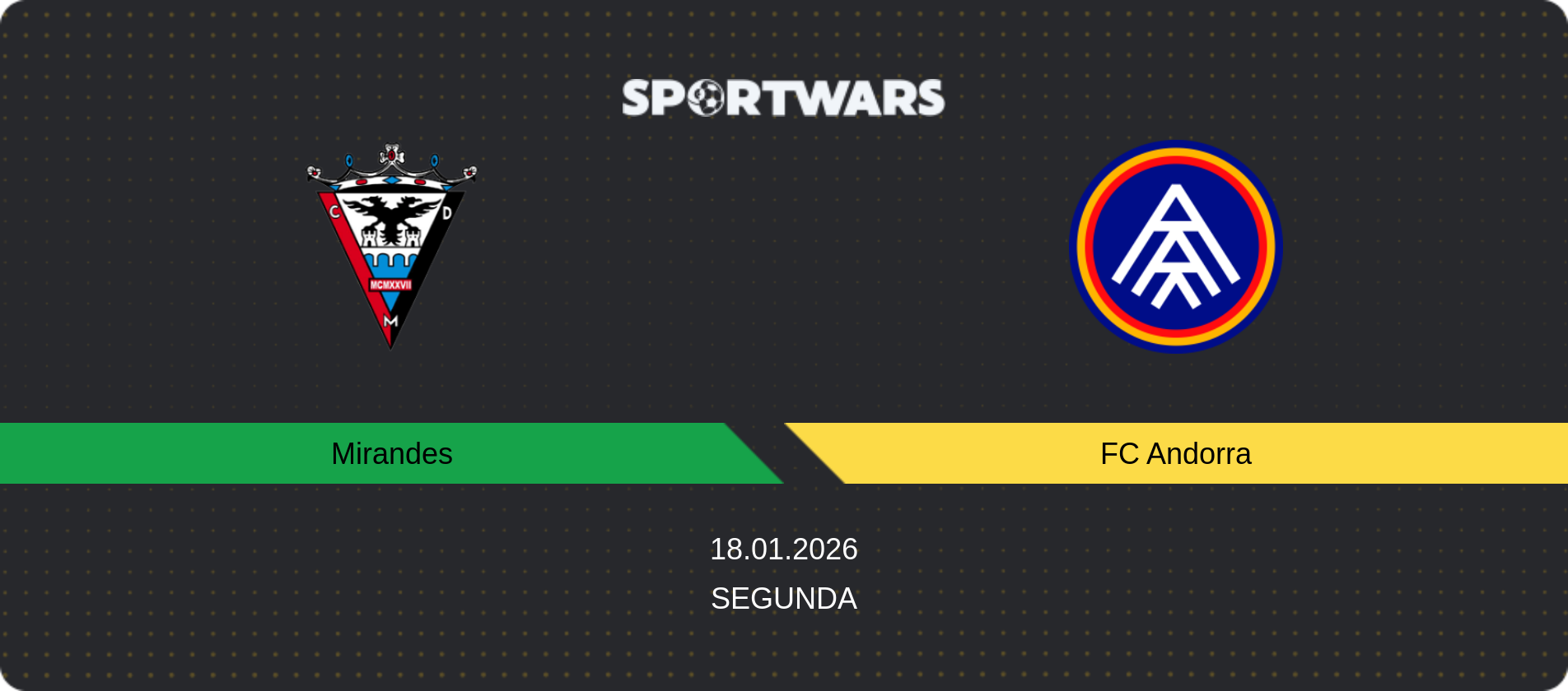 Match prediction Mirandes — FC Andorra, Segunda, 18.01.2026
