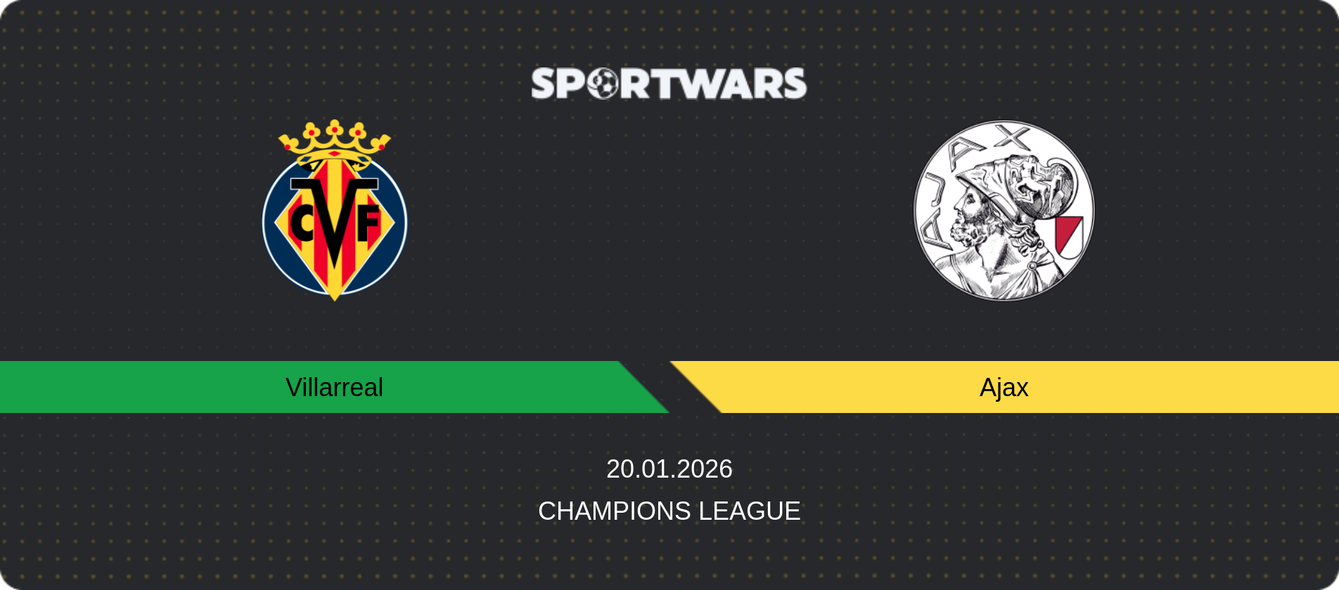 Match prediction Villarreal — Ajax, Champions League, 20.01.2026