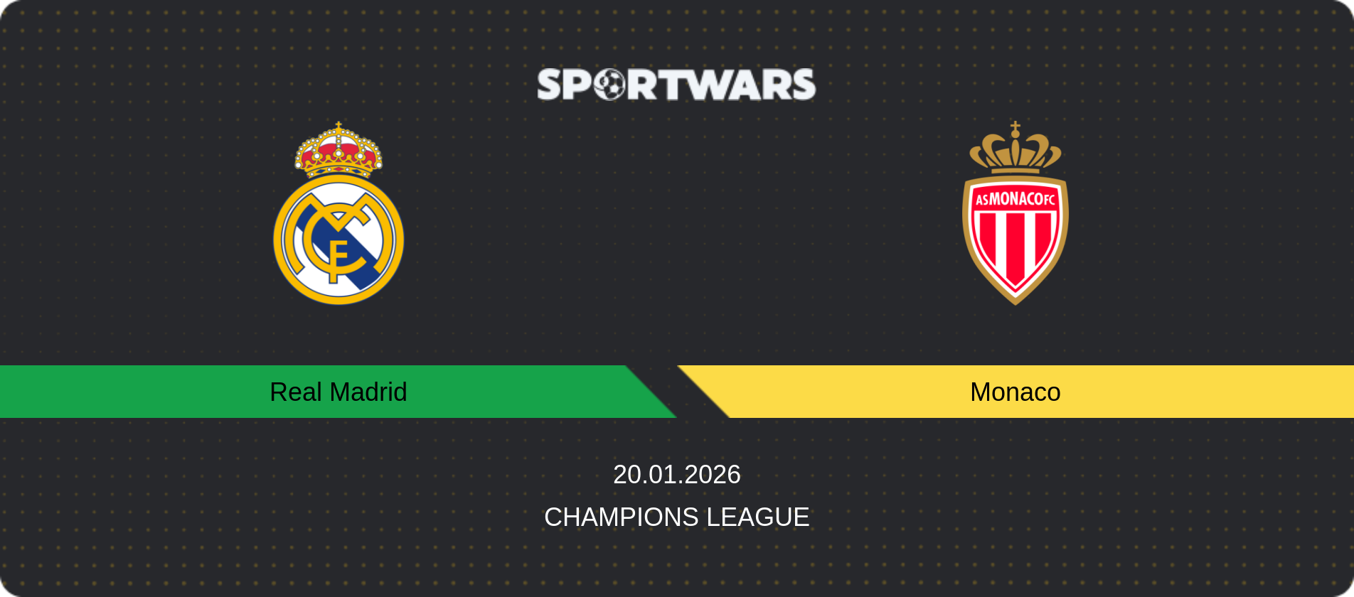 Match prediction Real Madrid — Monaco, Champions League, 20.01.2026
