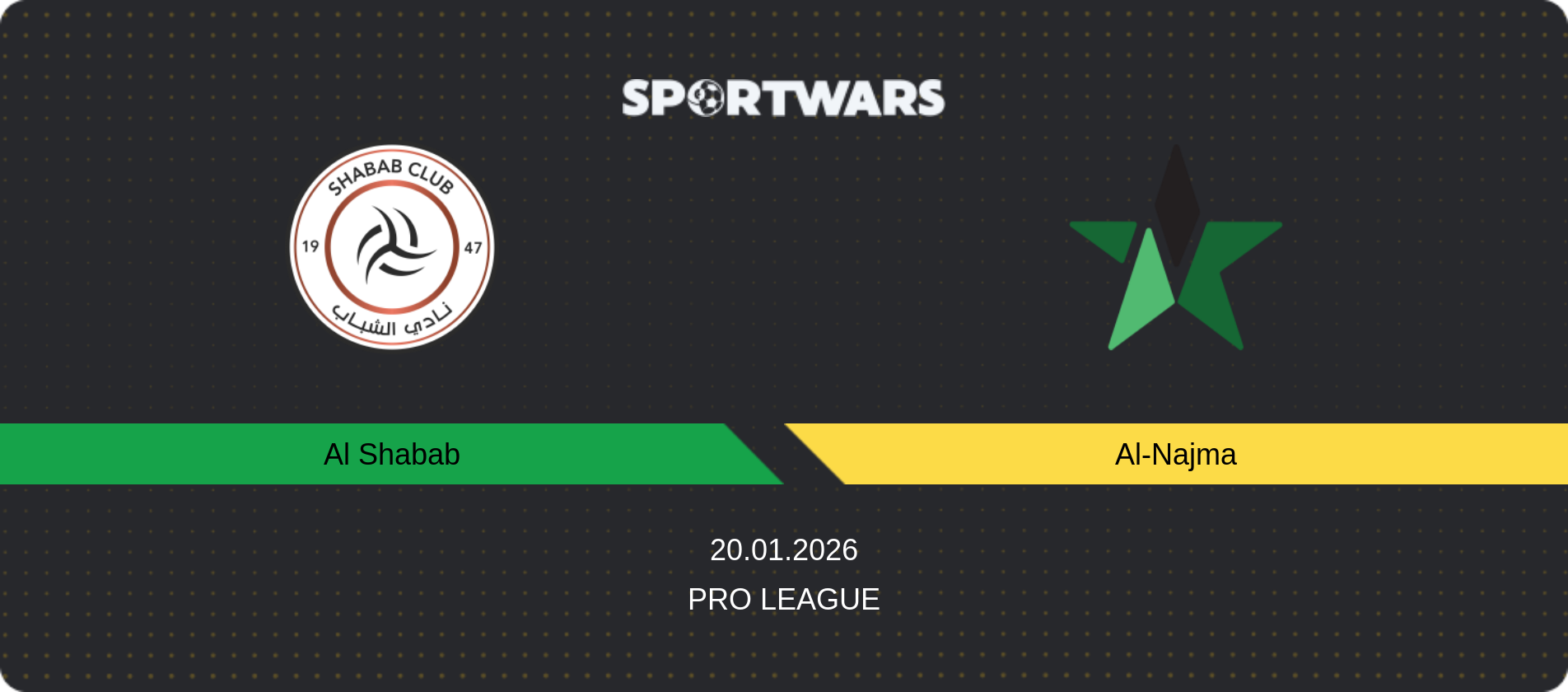 Match prediction Al Shabab — Al-Najma, Pro League, 20.01.2026