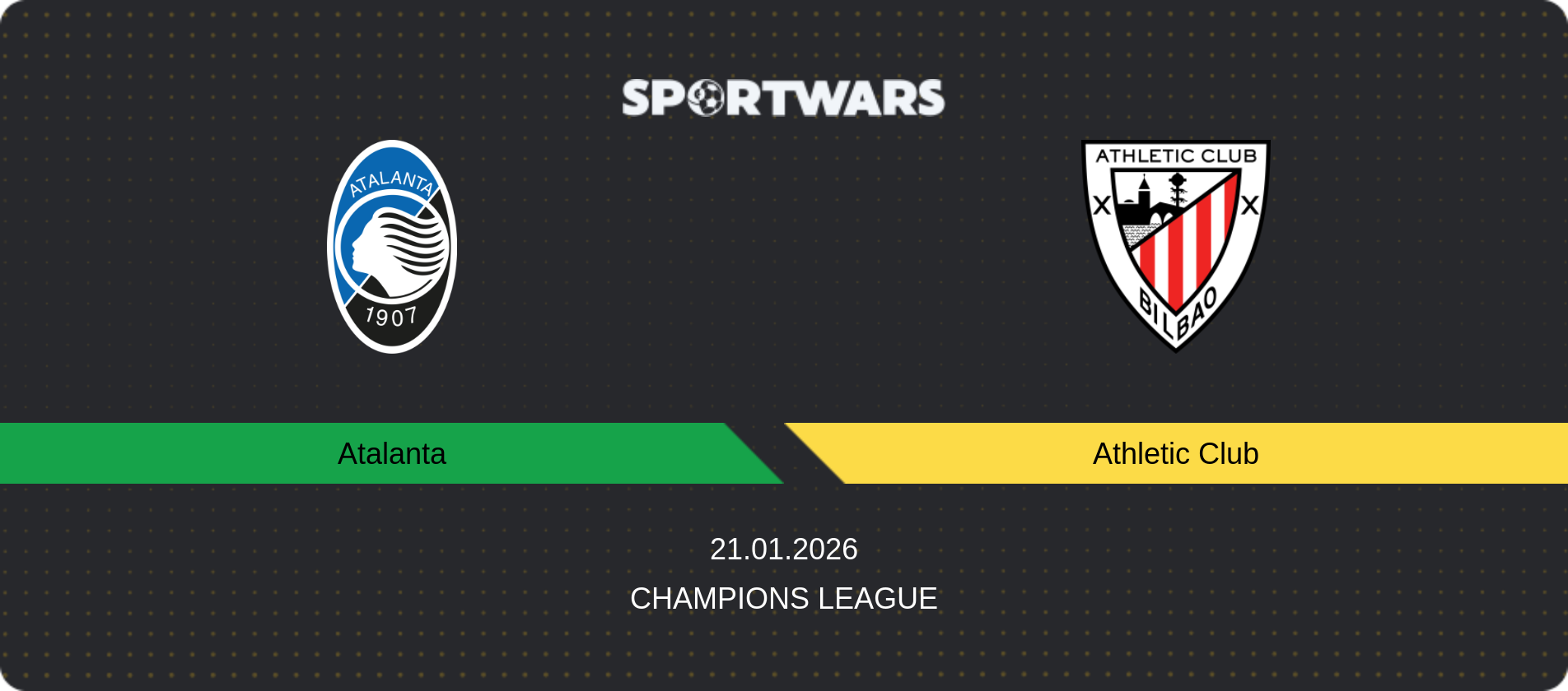 Match prediction Atalanta — Athletic Club, Champions League, 21.01.2026