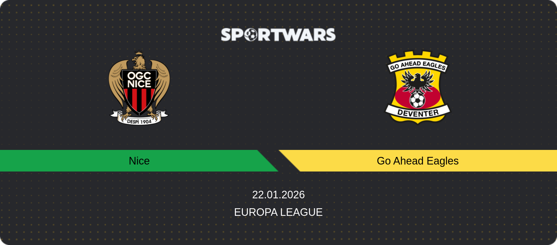 Match prediction Nice — Go Ahead Eagles, Europa League, 22.01.2026