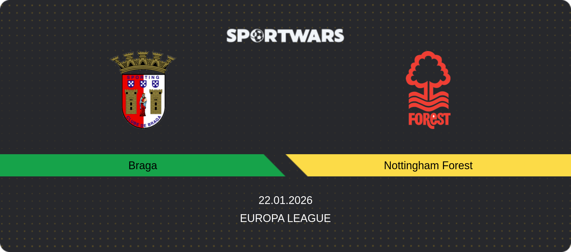 Match prediction Braga — Nottingham Forest, Europa League, 22.01.2026