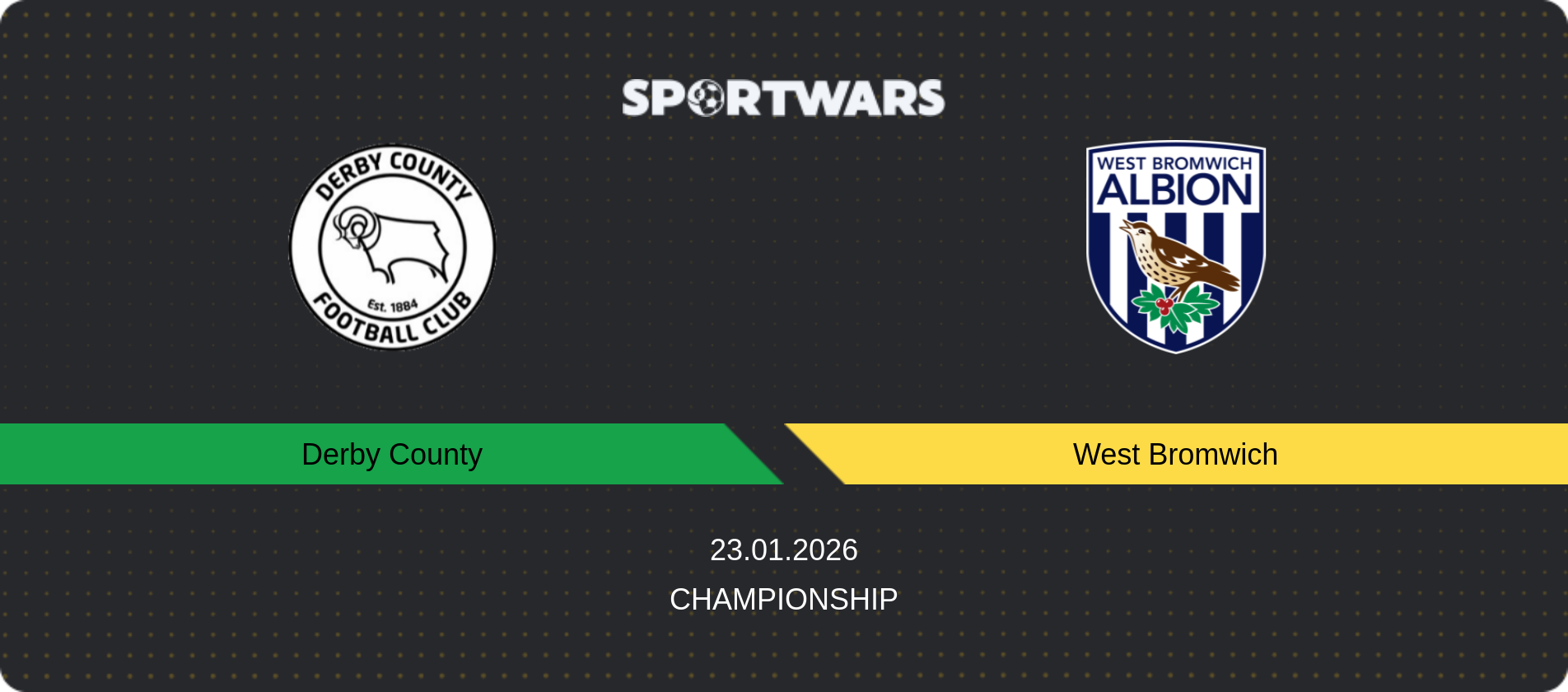 Match prediction Derby County — West Bromwich, Championship, 23.01.2026
