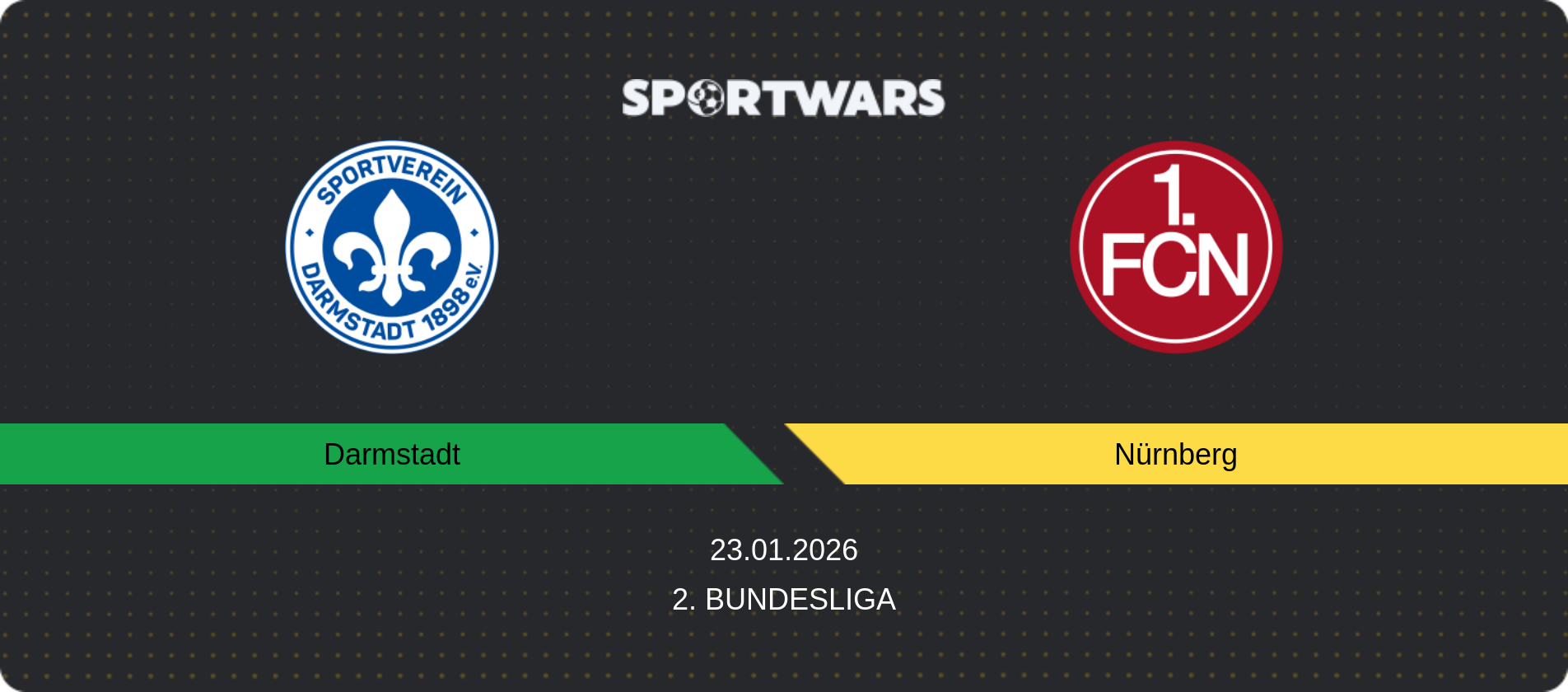 Match prediction Darmstadt — Nürnberg, 2. Bundesliga, 23.01.2026