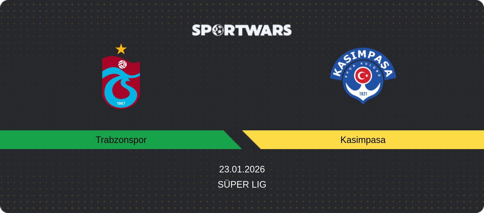 Match prediction Trabzonspor — Kasimpasa, Süper Lig, 23.01.2026