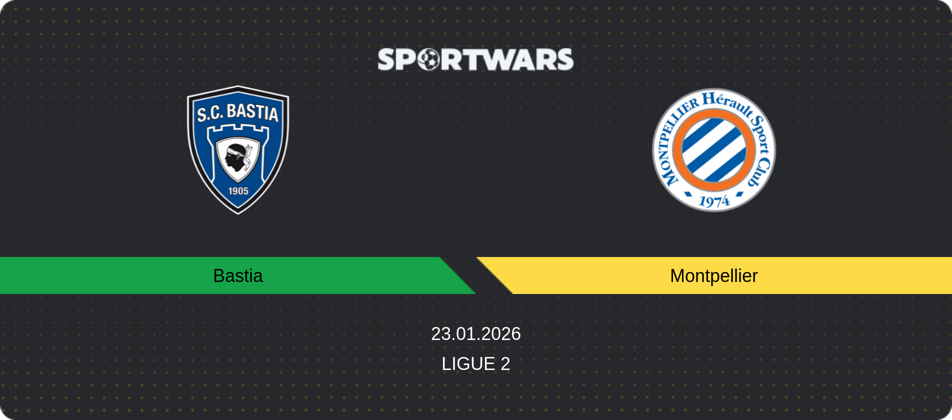 Match prediction Bastia — Montpellier, Ligue 2, 23.01.2026