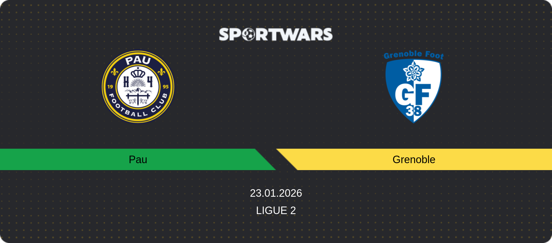 Match prediction Pau — Grenoble, Ligue 2, 23.01.2026