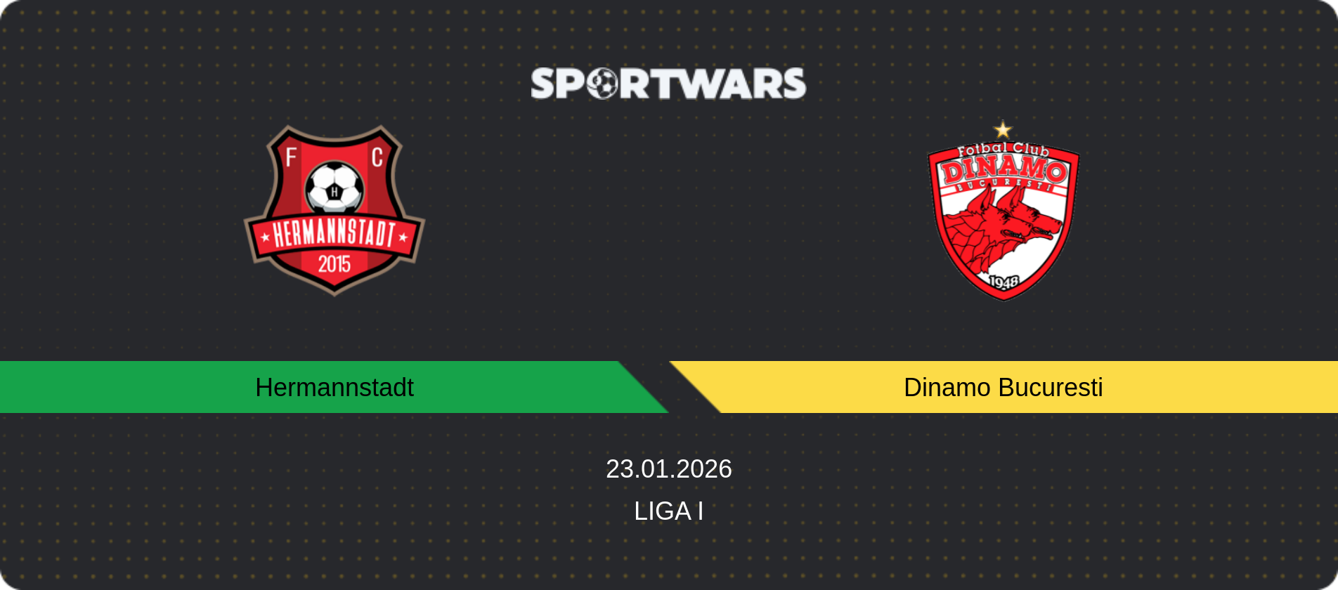 Match prediction Hermannstadt — Dinamo Bucuresti, Liga I, 23.01.2026