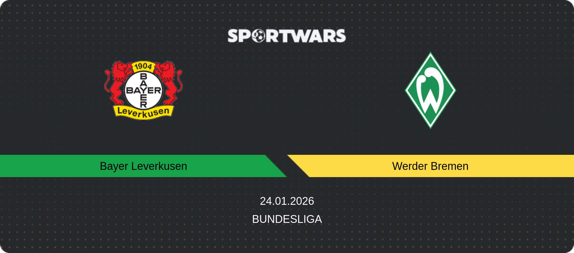 Match prediction Bayer Leverkusen — Werder Bremen, Bundesliga, 24.01.2026