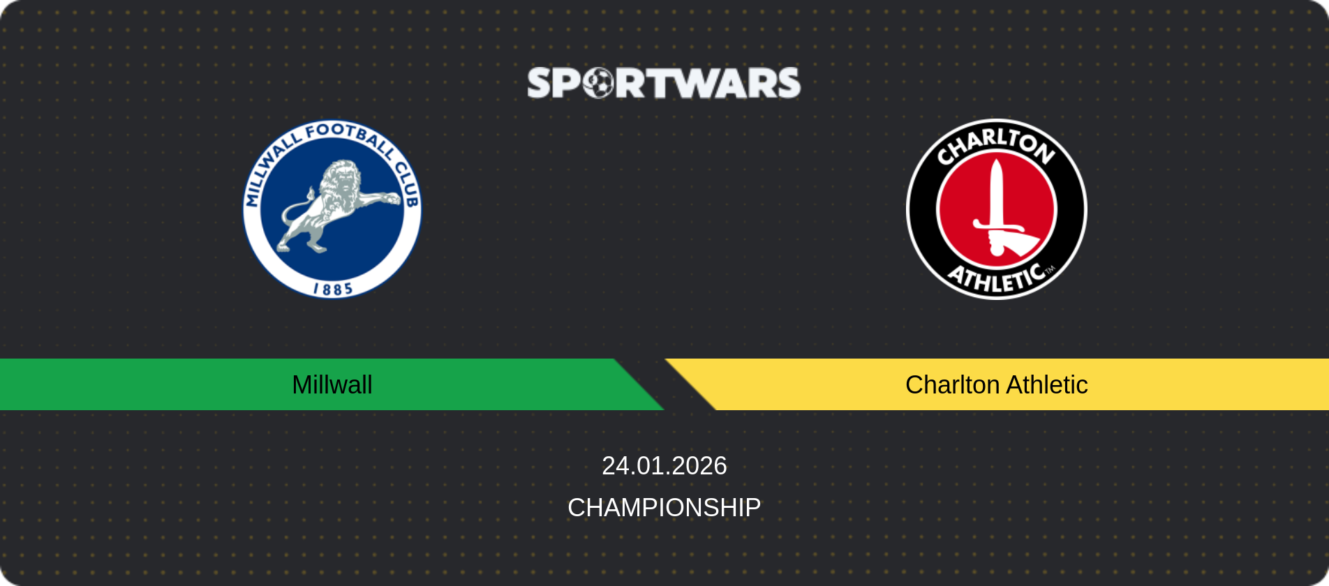 Match prediction Millwall — Charlton Athletic, Championship, 24.01.2026