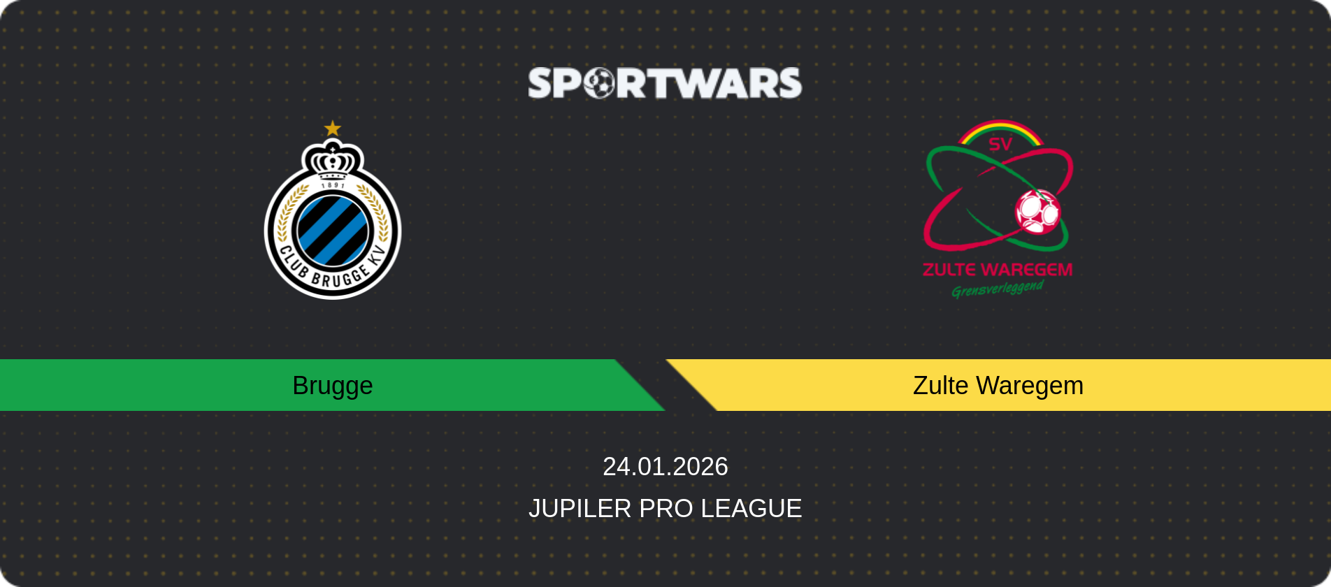 Match prediction Brugge — Zulte Waregem, Jupiler Pro League, 24.01.2026