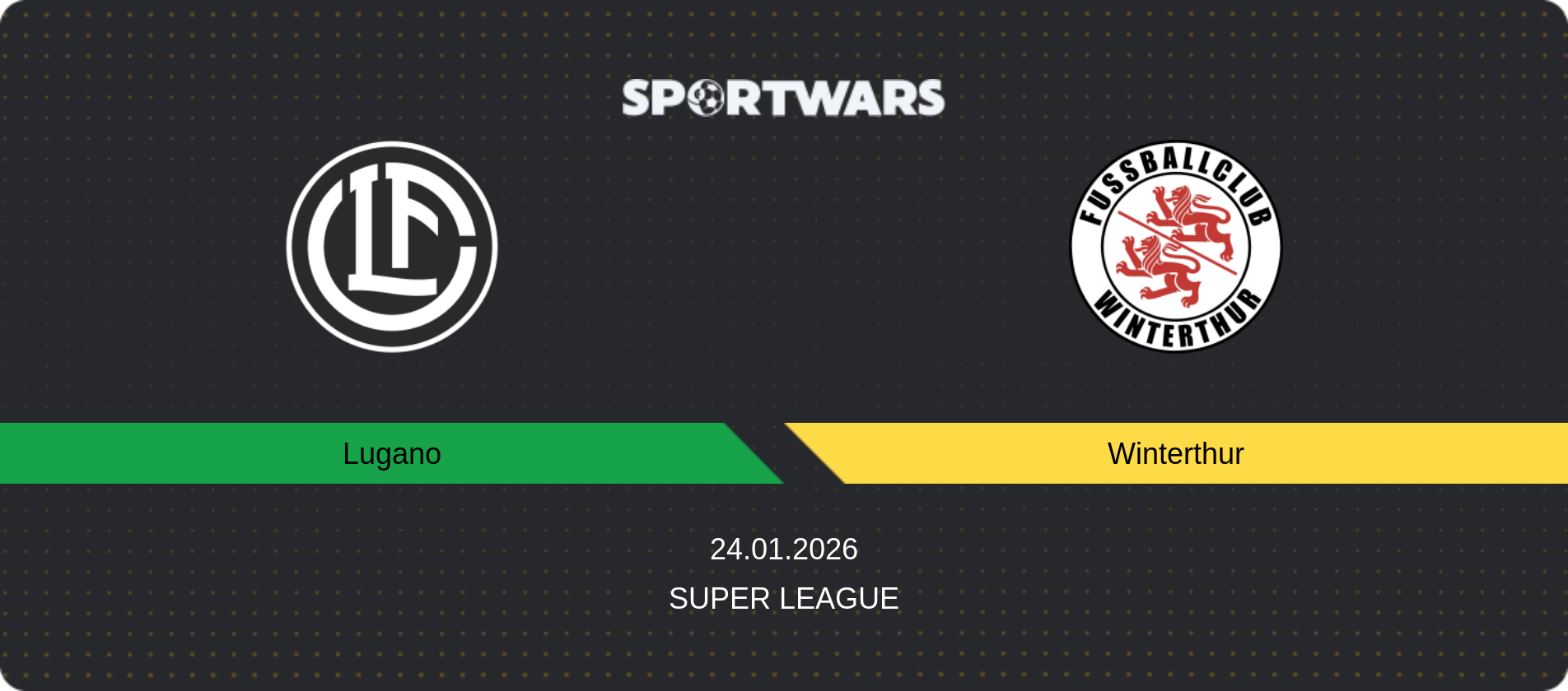 Match prediction Lugano — Winterthur, Super League, 24.01.2026