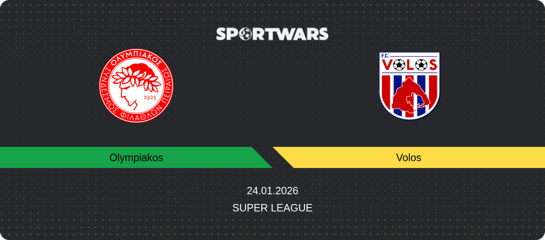 Match prediction Olympiakos — Volos, Super League, 24.01.2026