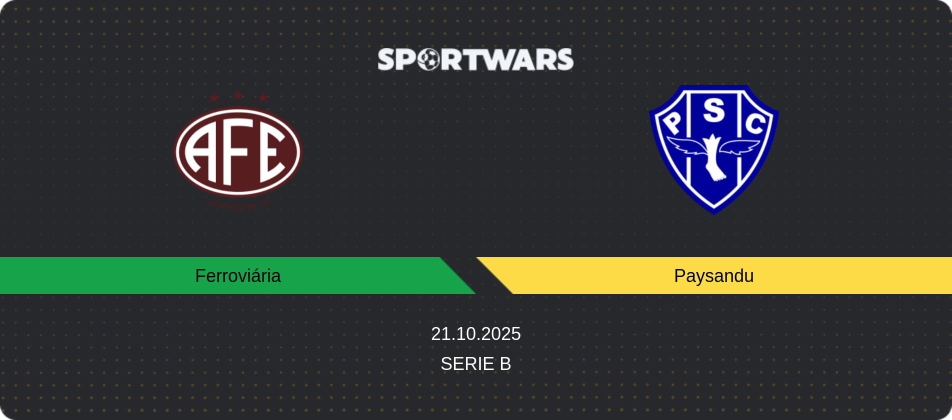 Match prediction Ferroviária — Paysandu, Serie B, 21.10.2025
