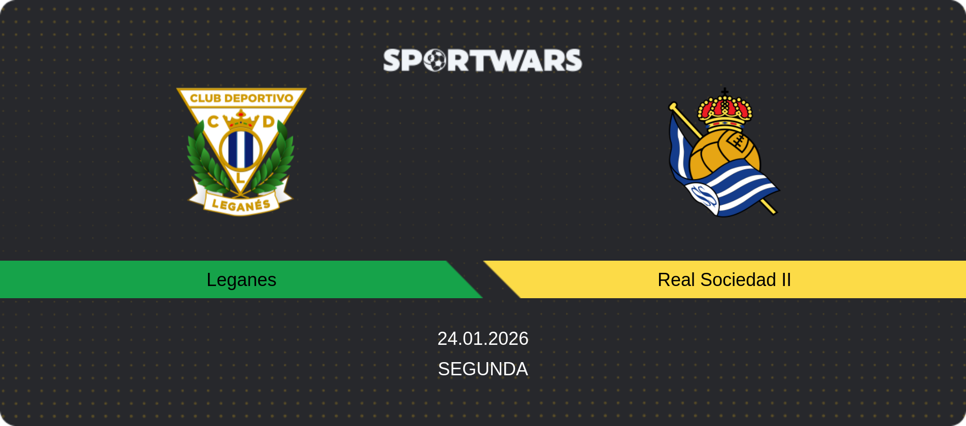 Match prediction Leganes — Real Sociedad II, Segunda, 24.01.2026