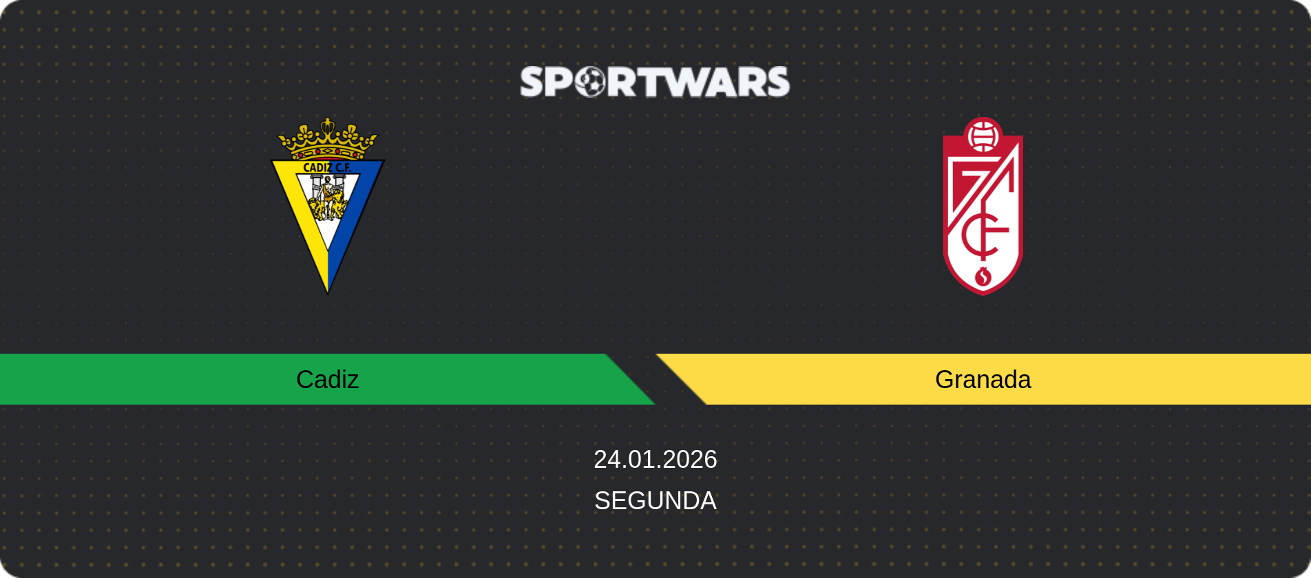 Match prediction Cadiz — Granada, Segunda, 24.01.2026
