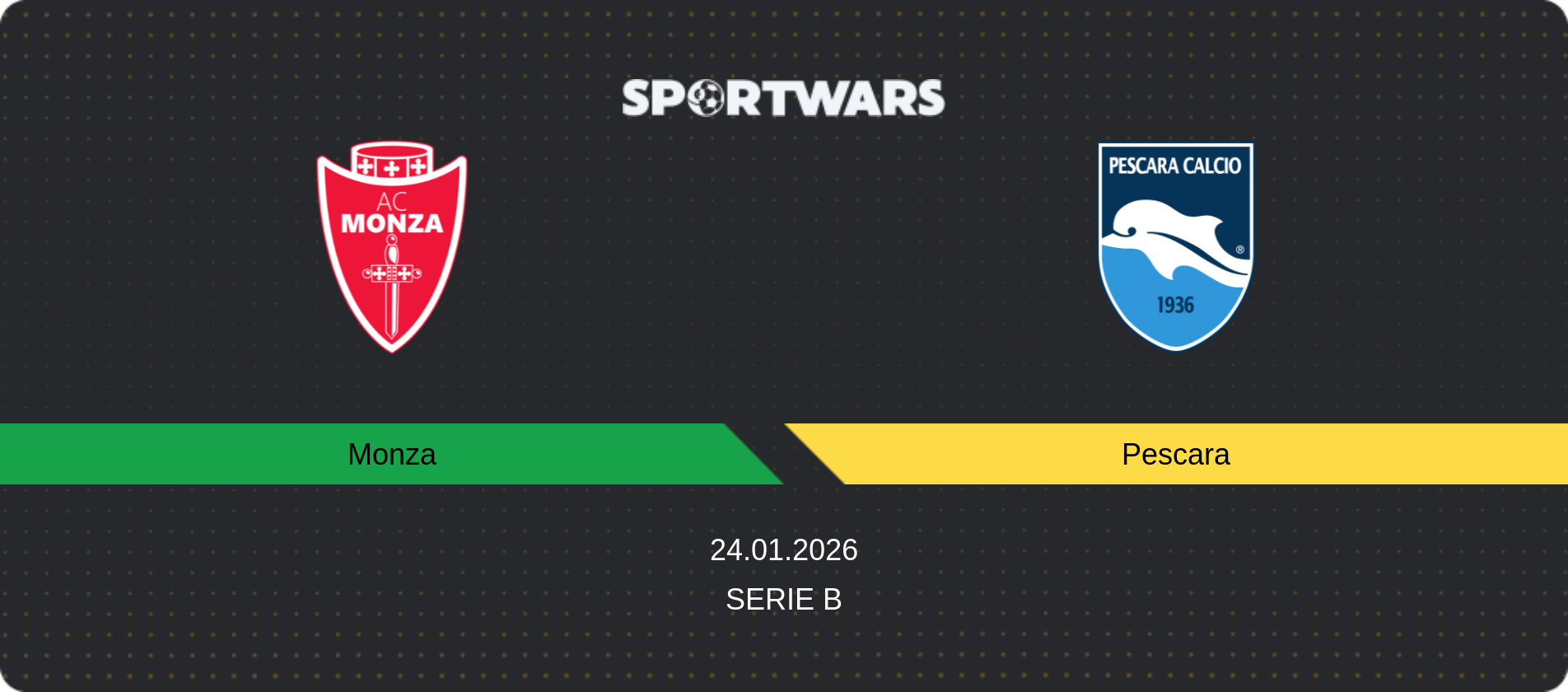 Match prediction Monza — Pescara, Serie B, 24.01.2026