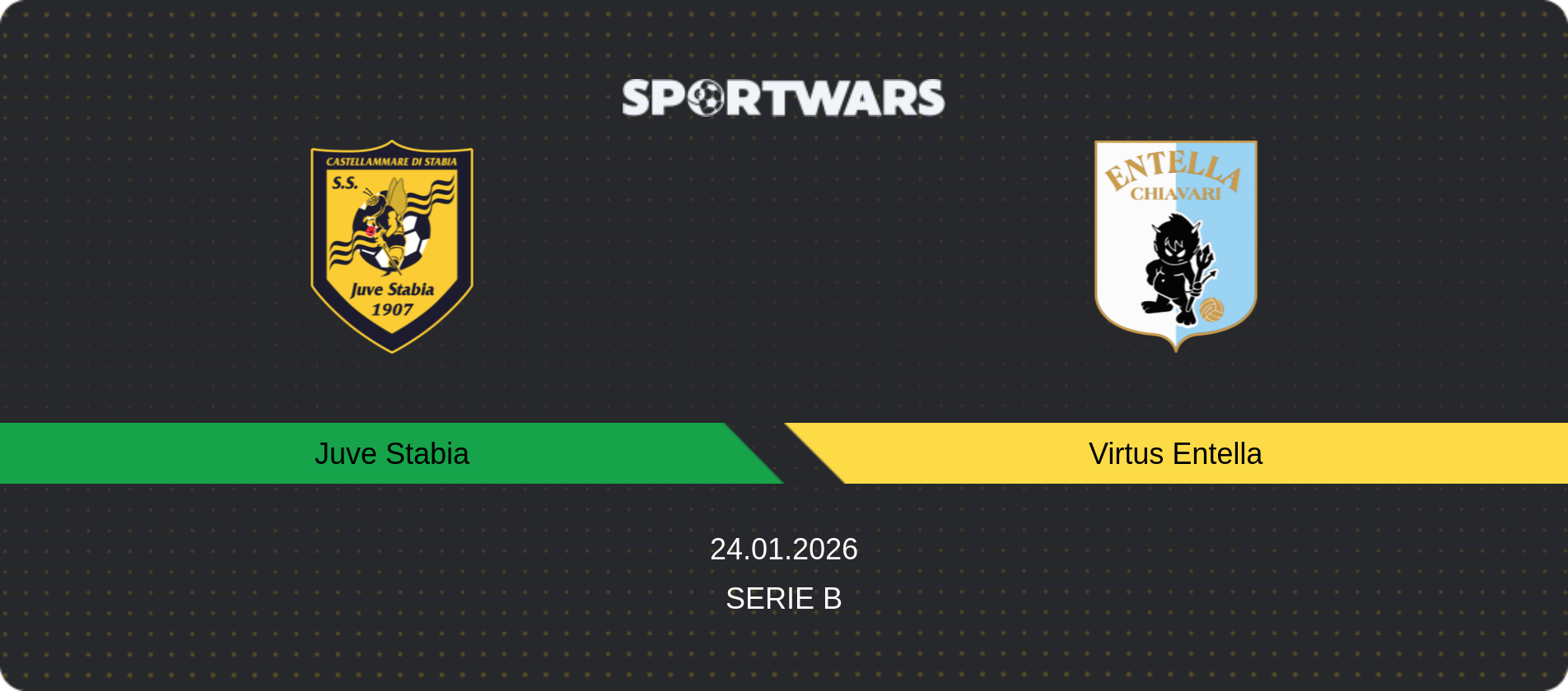 Match prediction Juve Stabia — Virtus Entella, Serie B, 24.01.2026