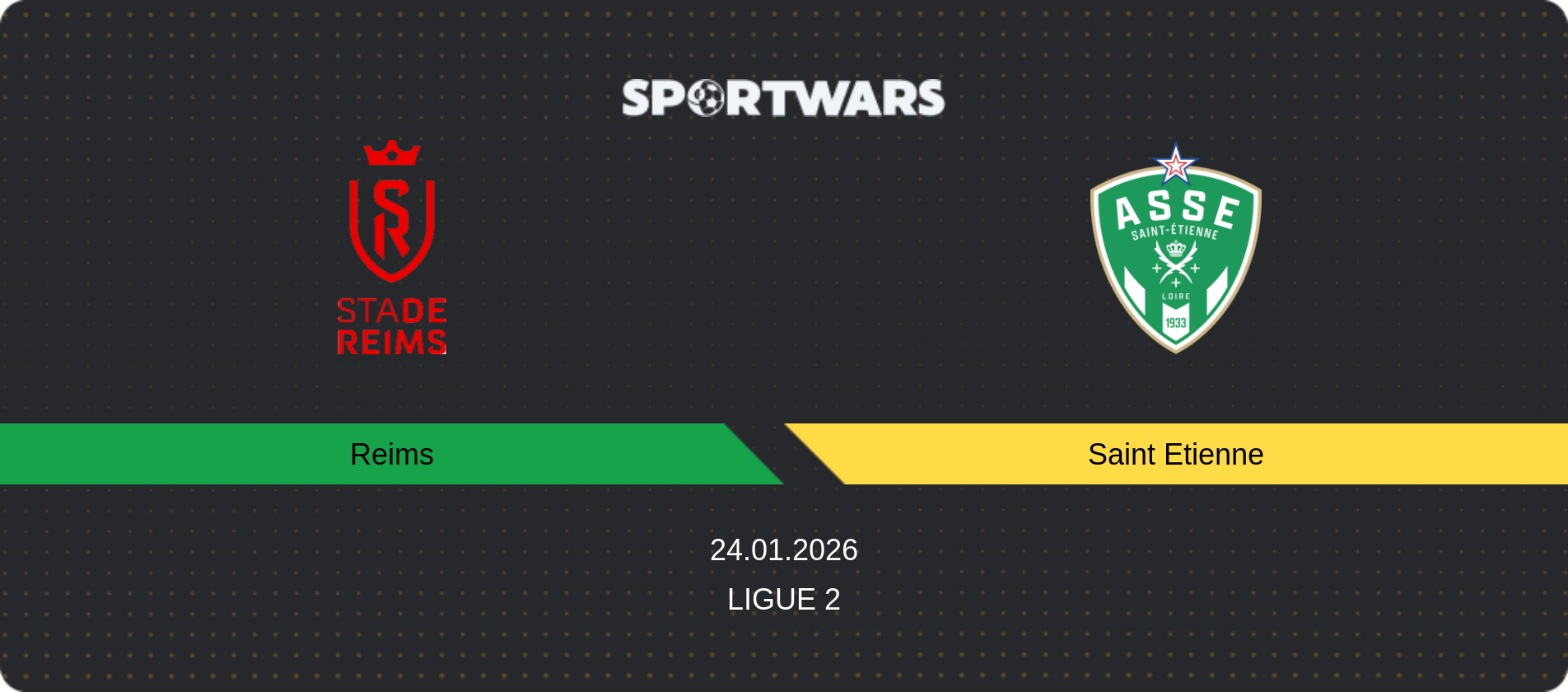 Match prediction Reims — Saint Etienne, Ligue 2, 24.01.2026
