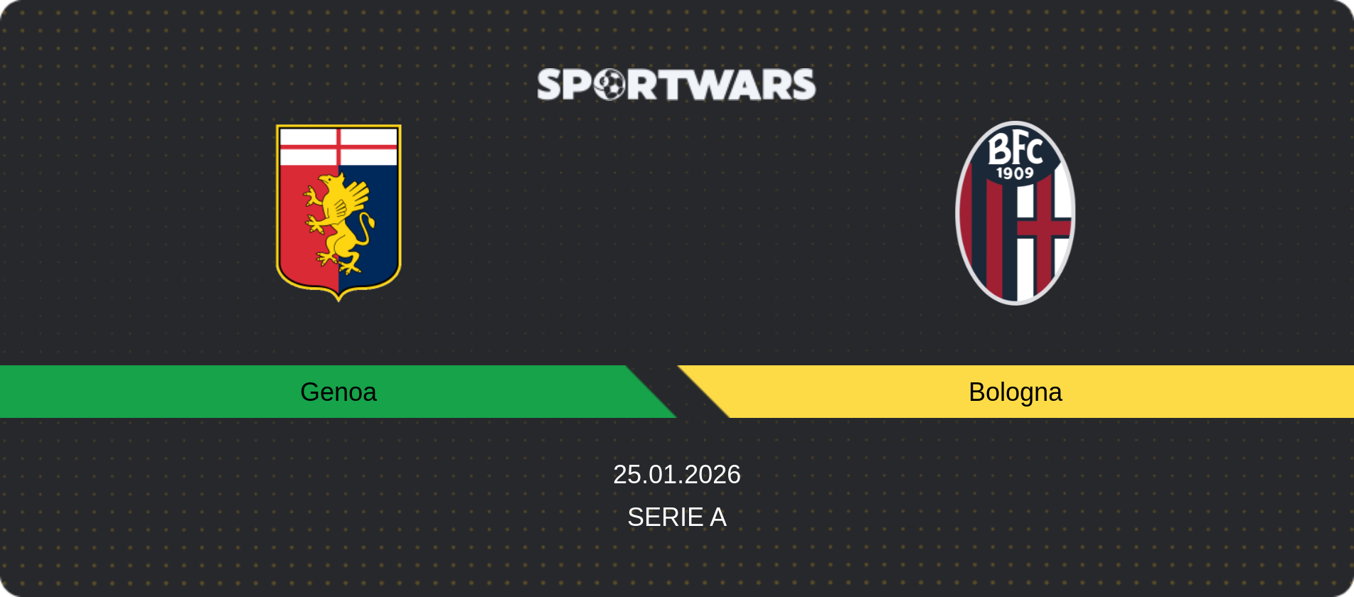 Match prediction Genoa — Bologna, Serie A, 25.01.2026