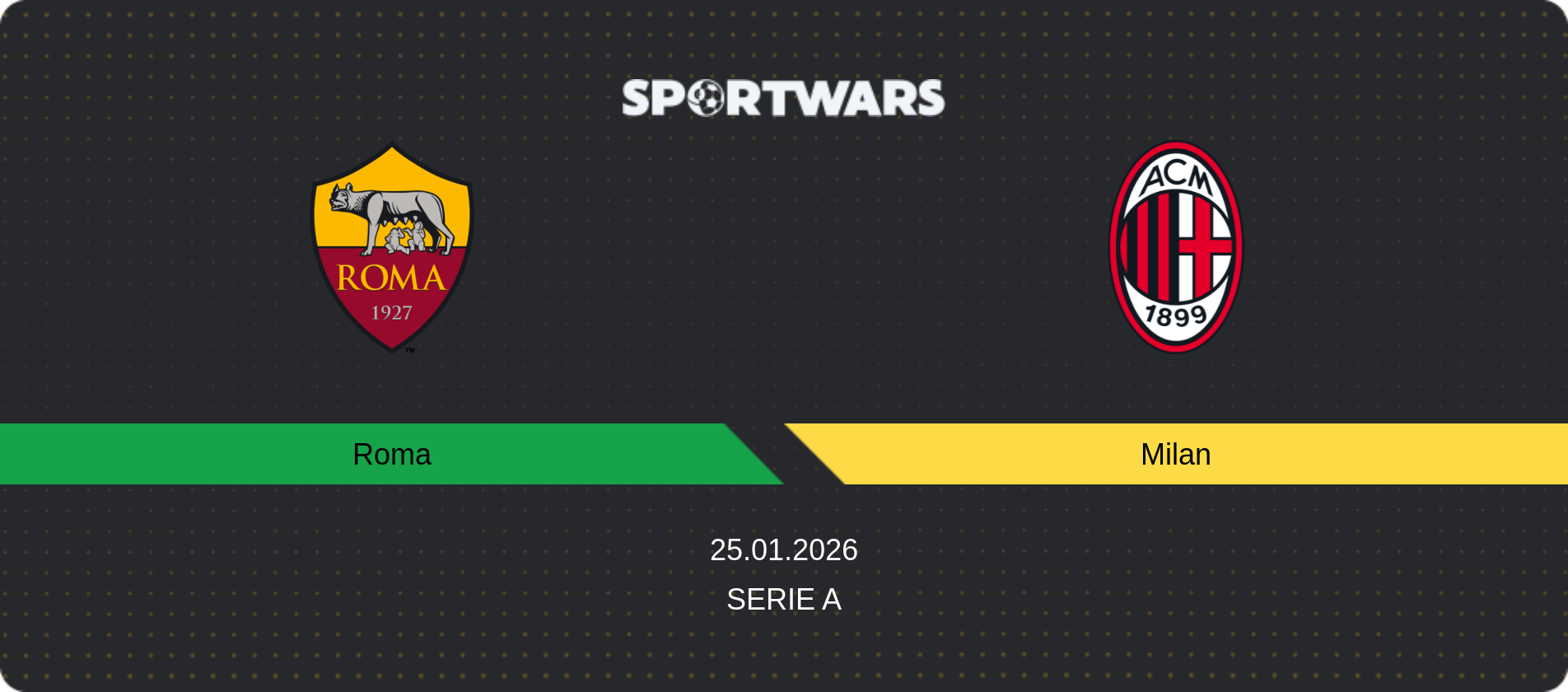 Match prediction Roma — Milan, Serie A, 25.01.2026