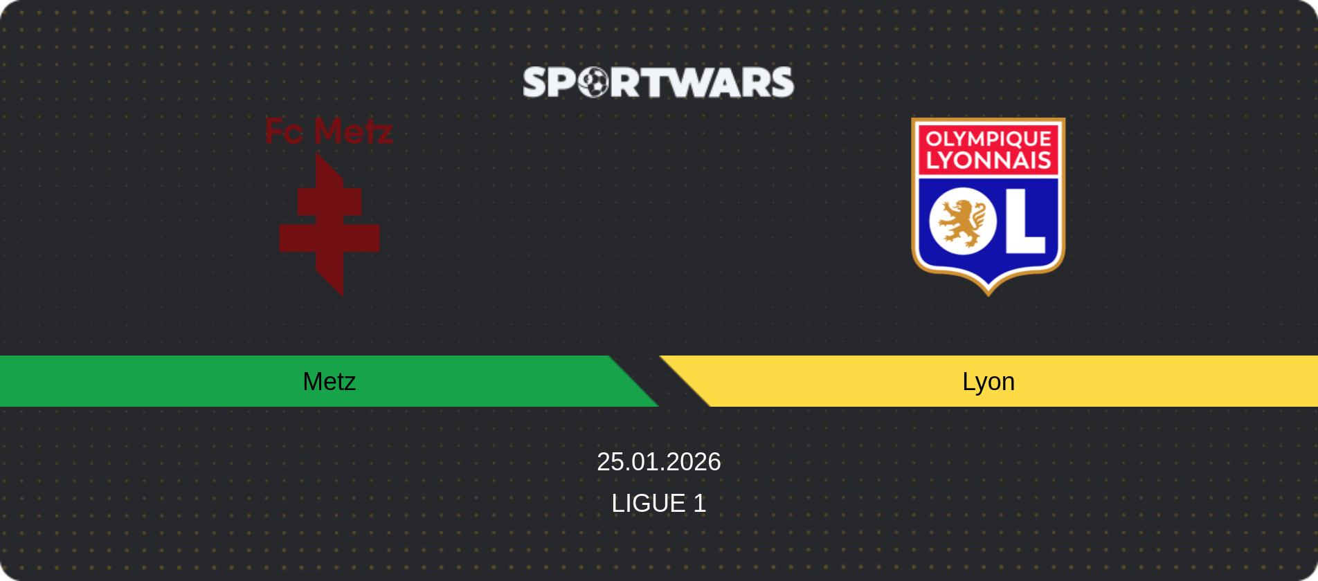 Match prediction Metz — Lyon, Ligue 1, 25.01.2026