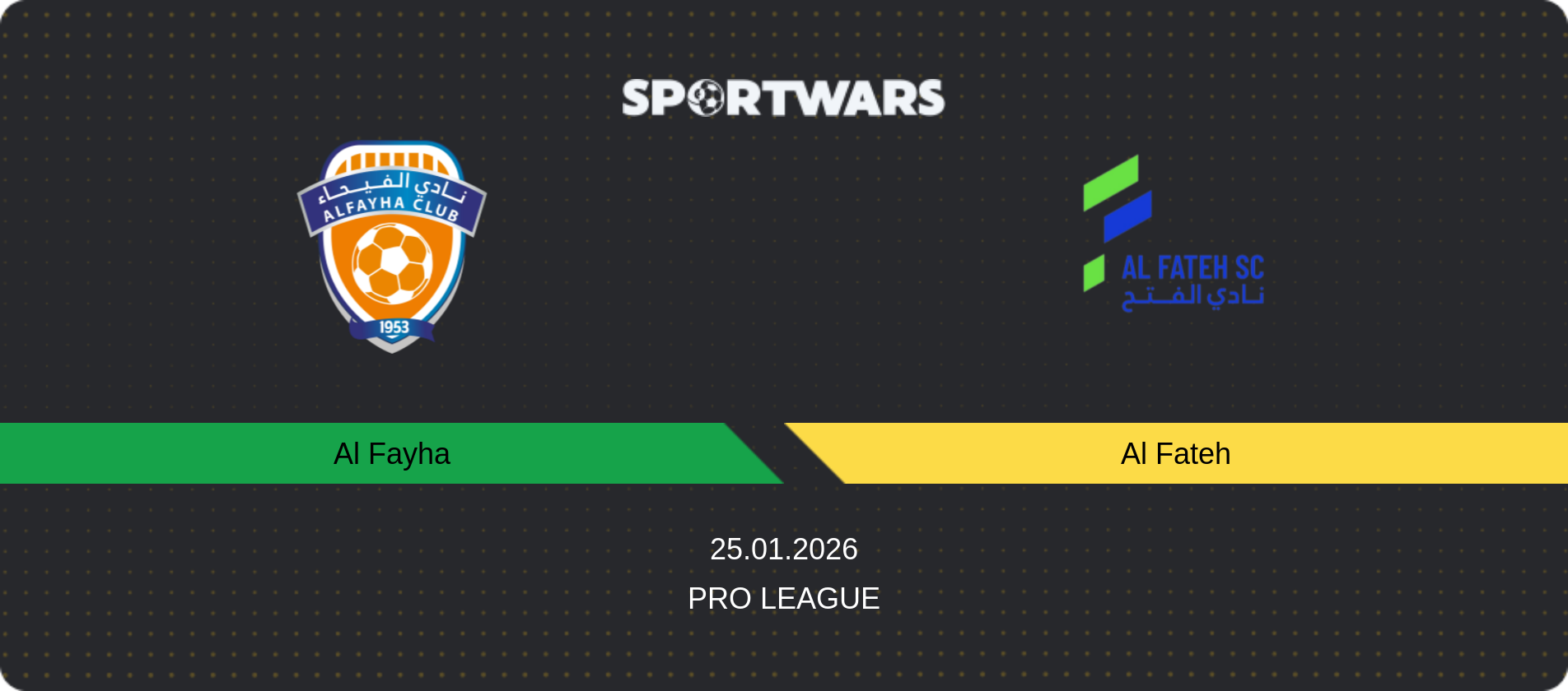 Match prediction Al Fayha — Al Fateh, Pro League, 25.01.2026