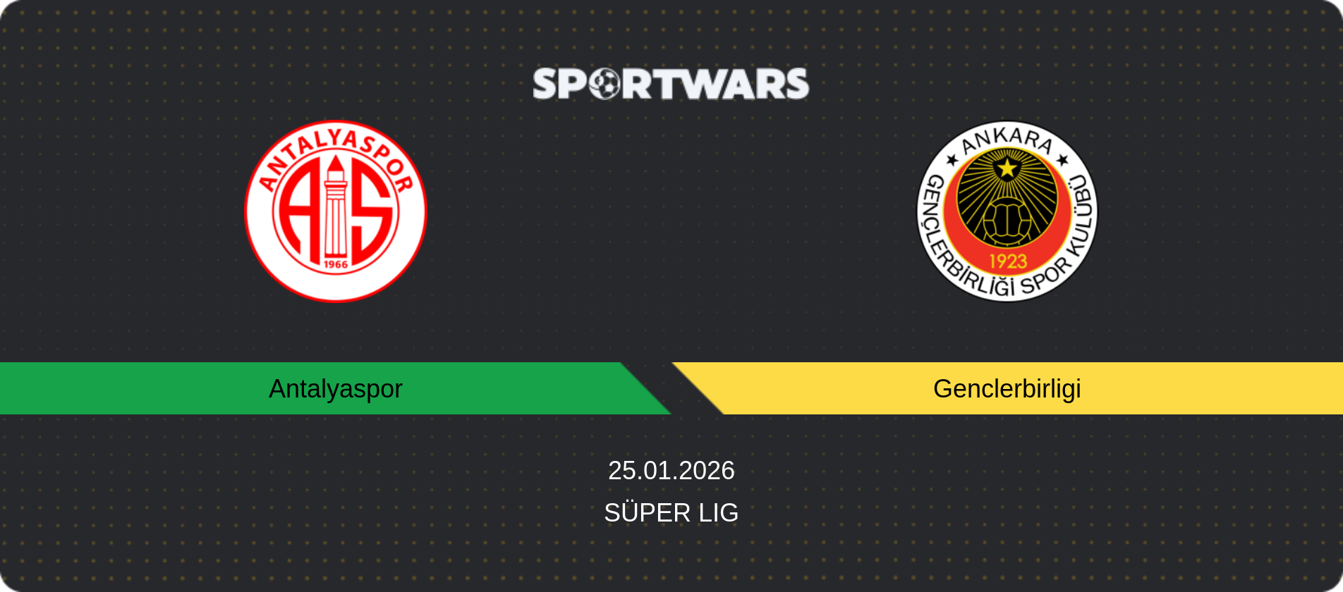 Match prediction Antalyaspor — Genclerbirligi, Süper Lig, 25.01.2026
