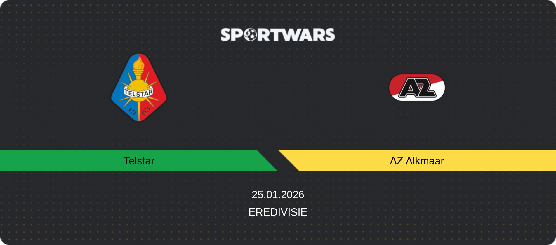 Match prediction Telstar — AZ Alkmaar, Eredivisie, 25.01.2026