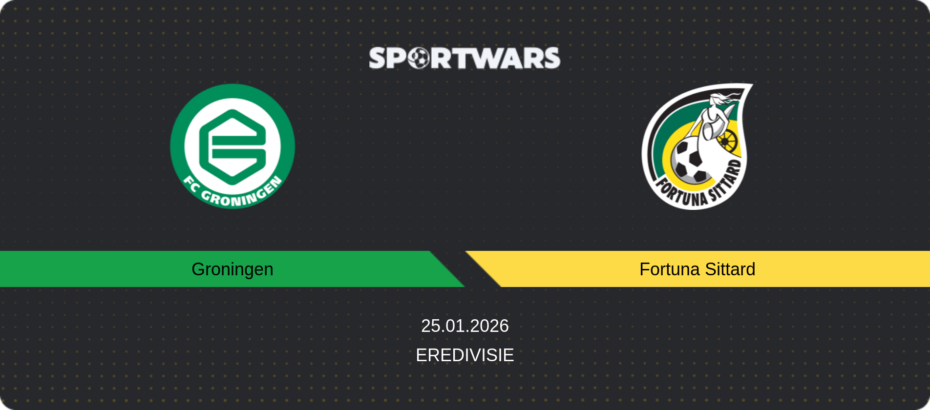 Match prediction Groningen — Fortuna Sittard, Eredivisie, 25.01.2026