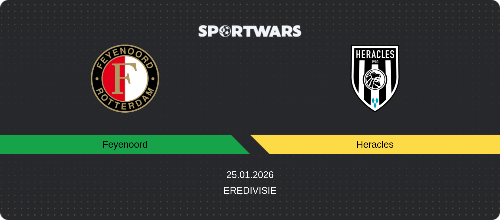 Match prediction Feyenoord — Heracles, Eredivisie, 25.01.2026