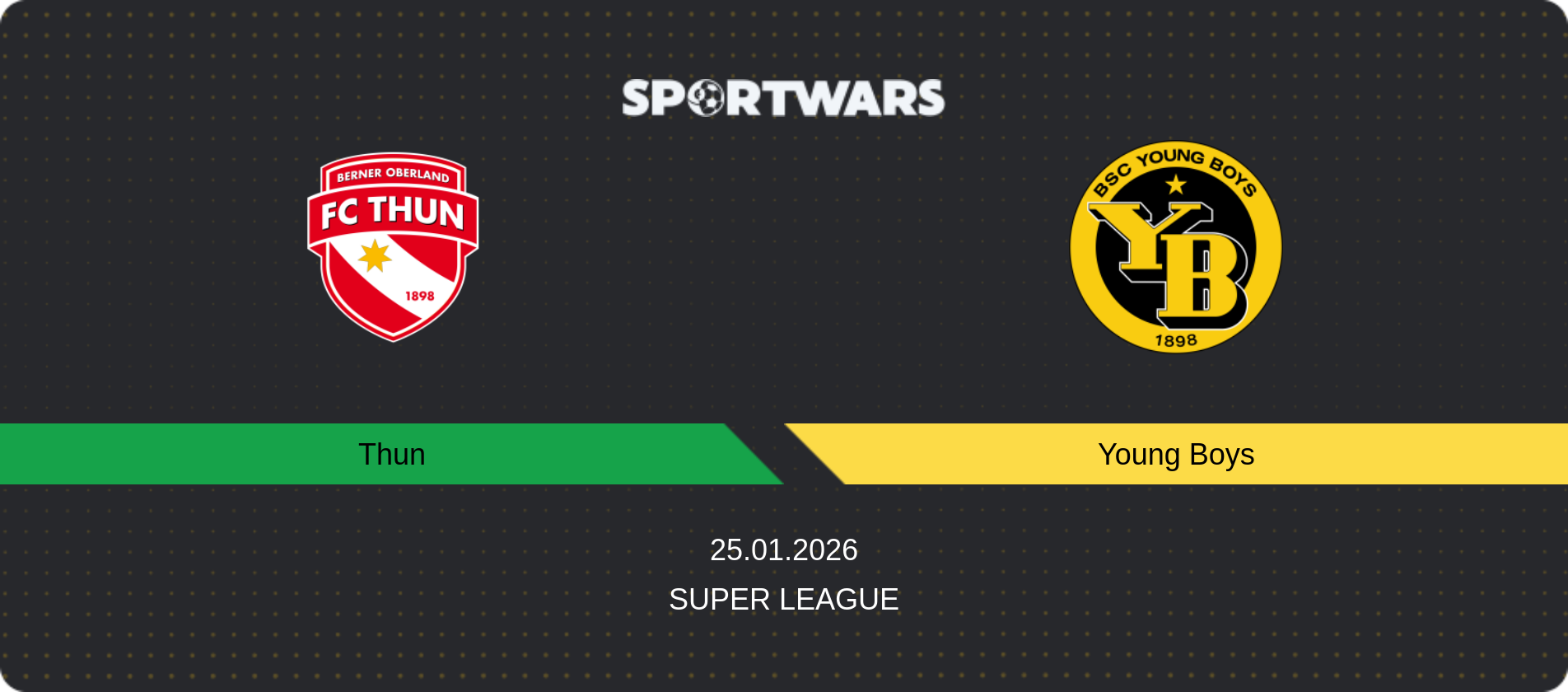 Match prediction Thun — Young Boys, Super League, 25.01.2026