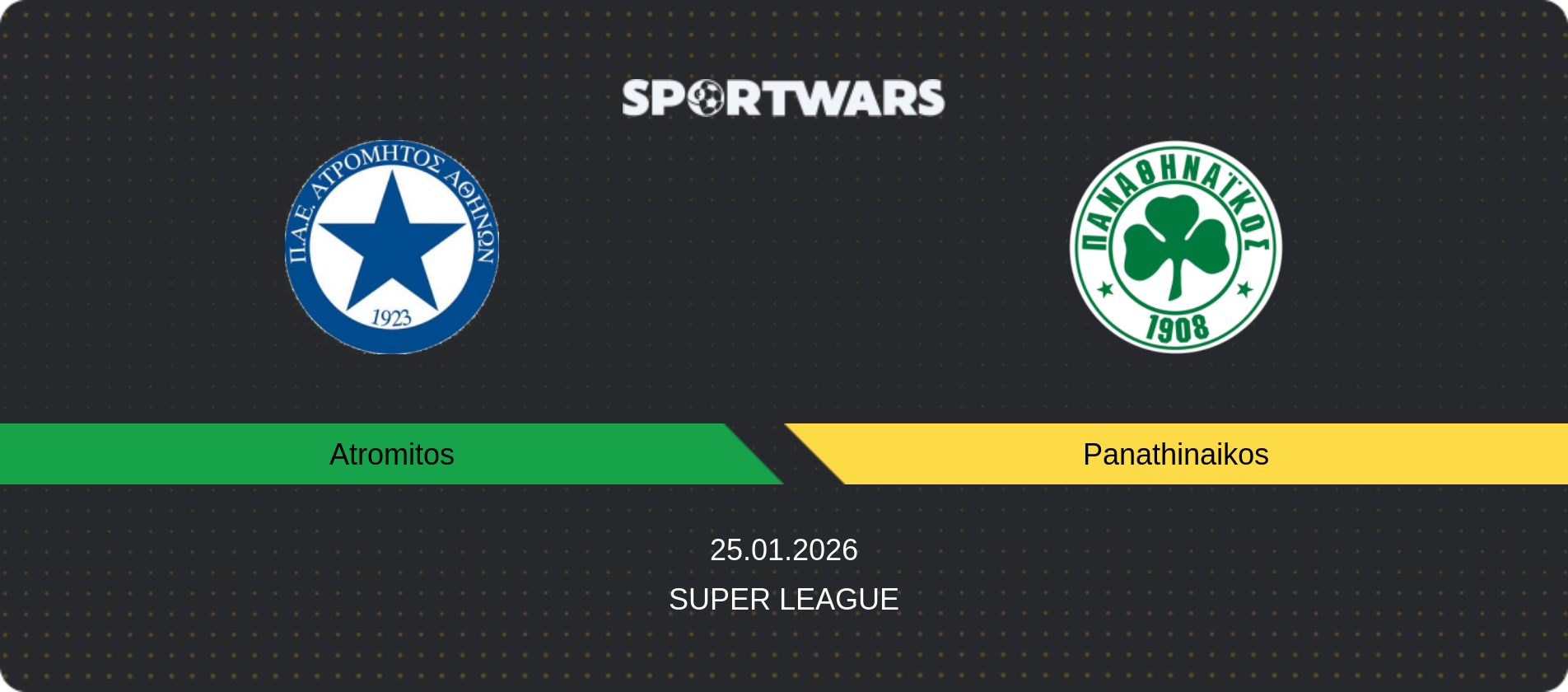 Match prediction Atromitos — Panathinaikos, Super League, 25.01.2026