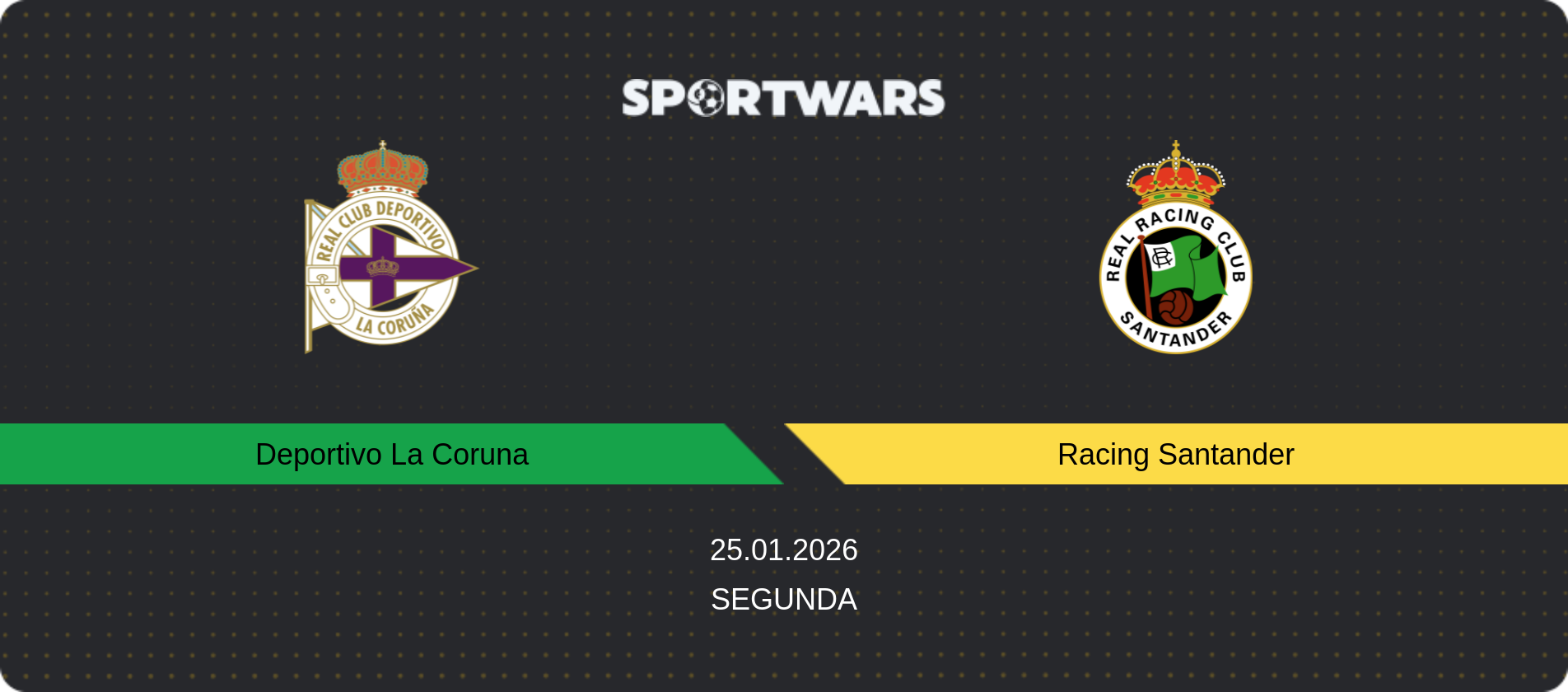 Match prediction Deportivo La Coruna — Racing Santander, Segunda, 25.01.2026