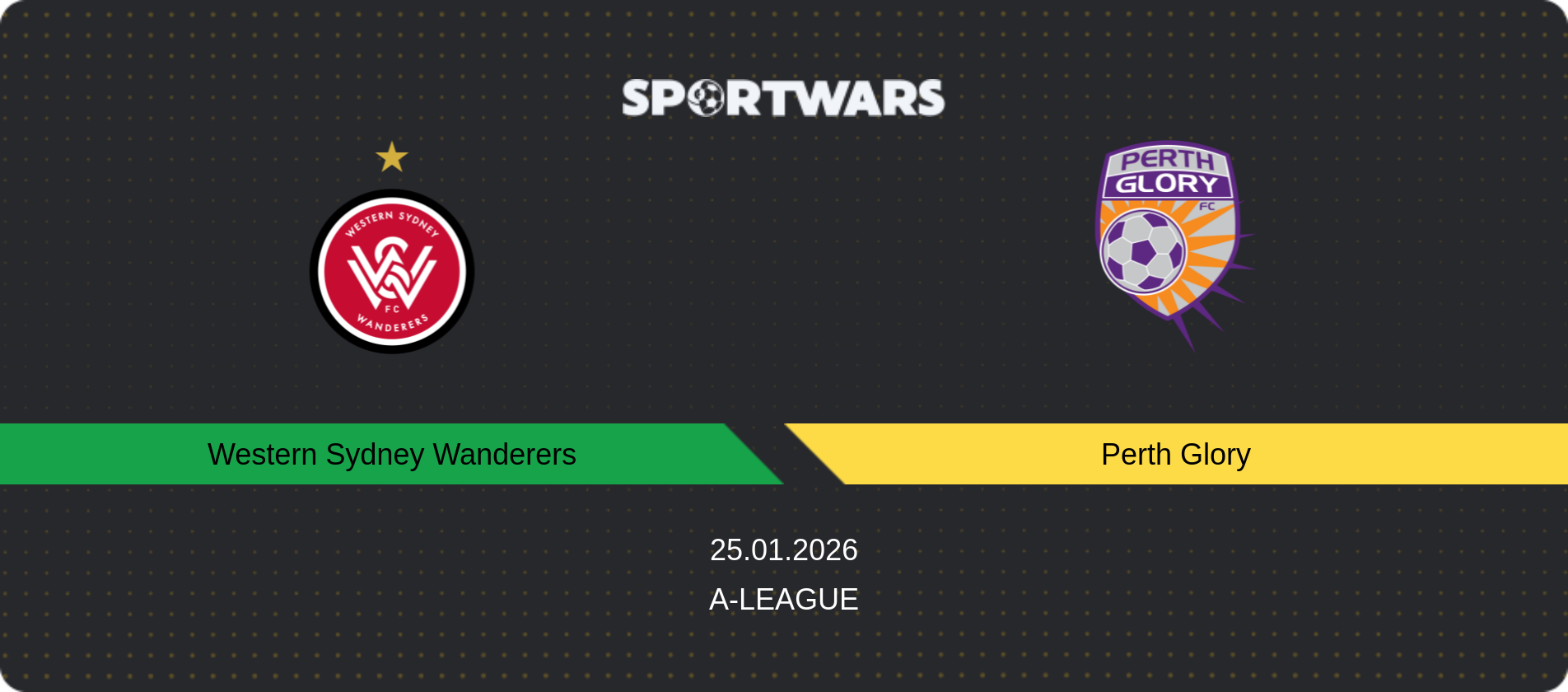 Match prediction Western Sydney Wanderers — Perth Glory, A-League, 25.01.2026