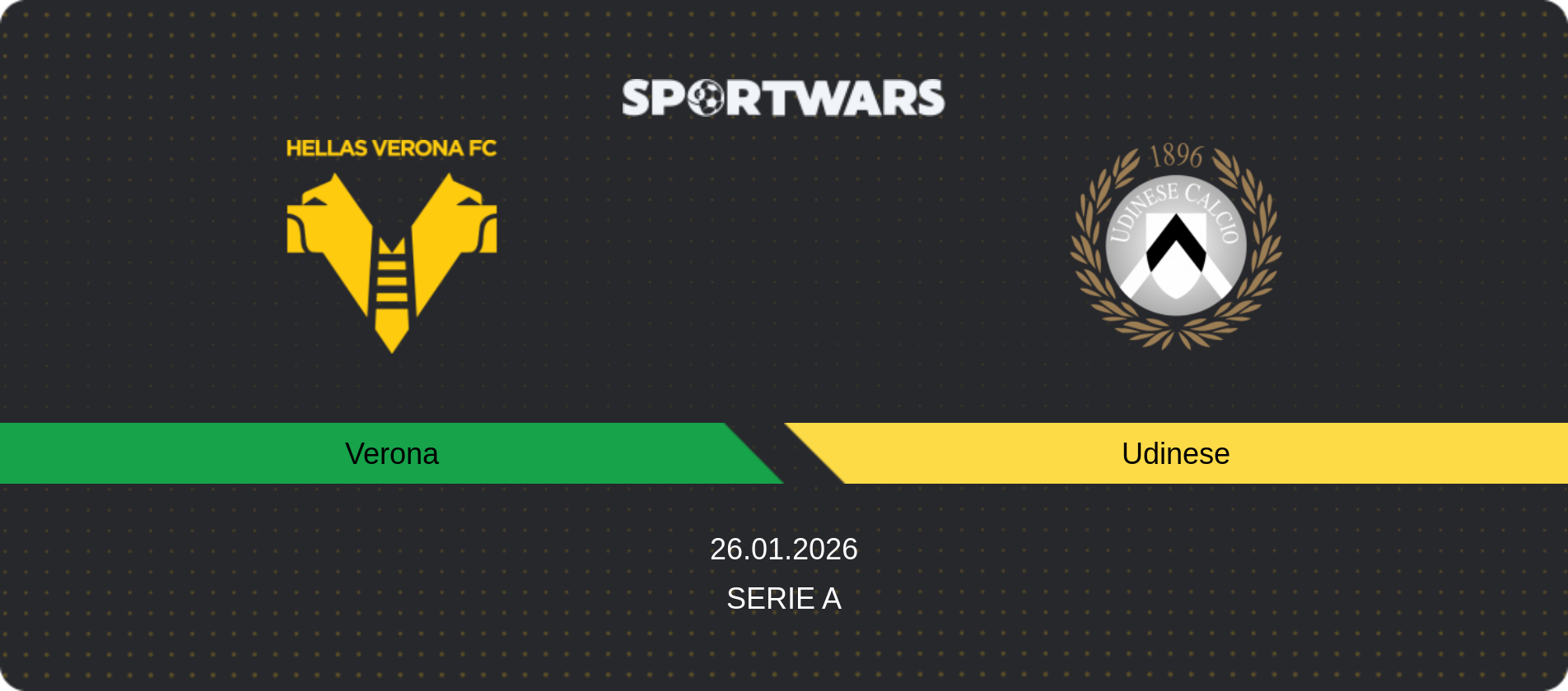 Match prediction Verona — Udinese, Serie A, 26.01.2026