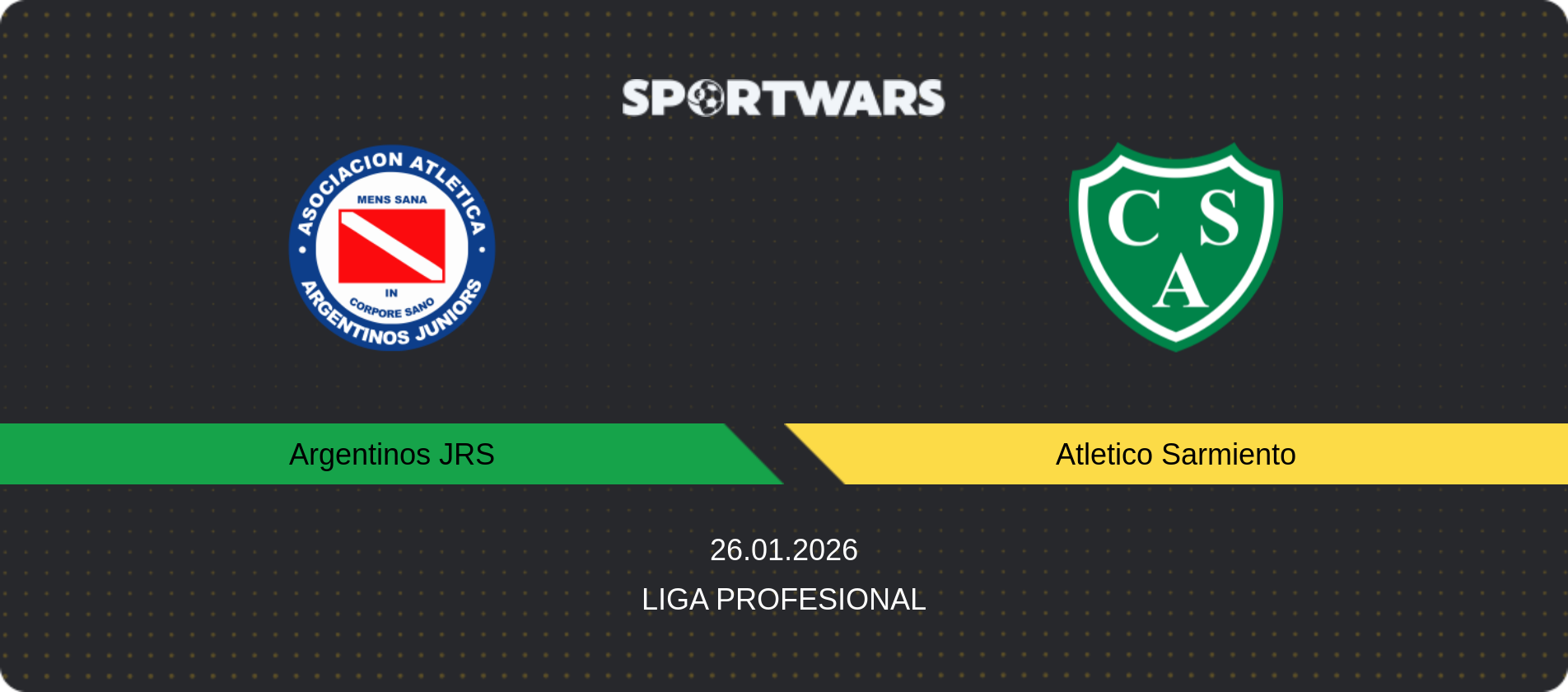Match prediction Argentinos JRS — Atletico Sarmiento, Liga Profesional, 26.01.2026