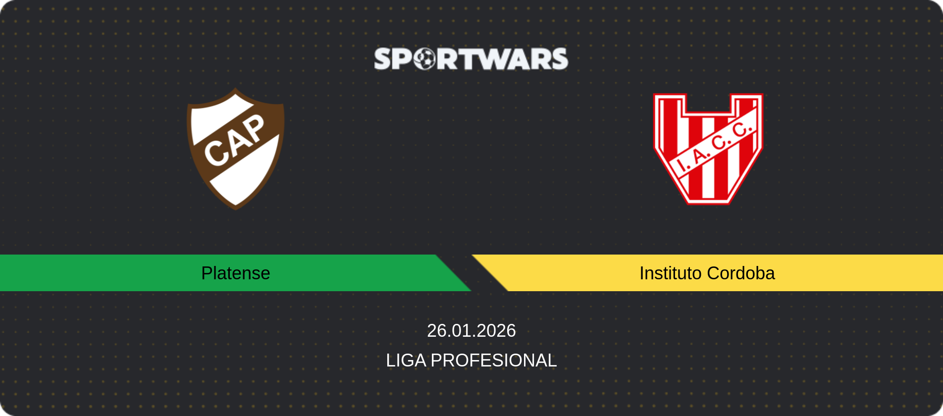 Match prediction Platense — Instituto Cordoba, Liga Profesional, 26.01.2026