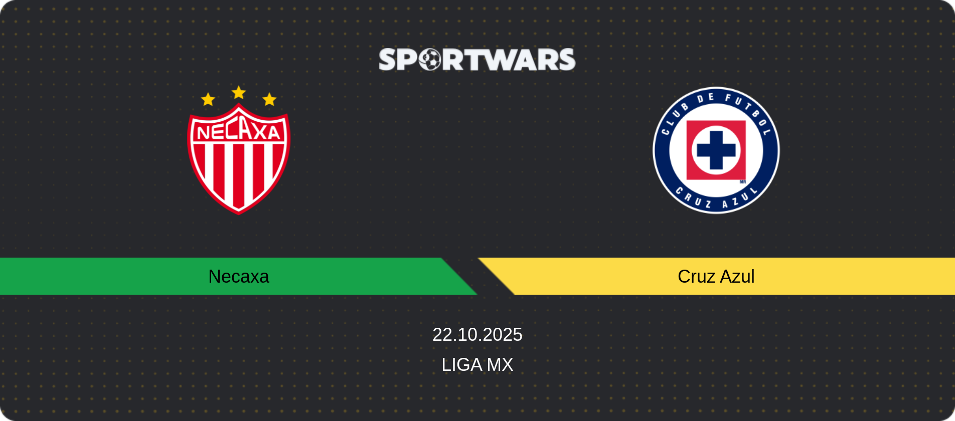 Match prediction Necaxa — Cruz Azul, Liga MX, 22.10.2025