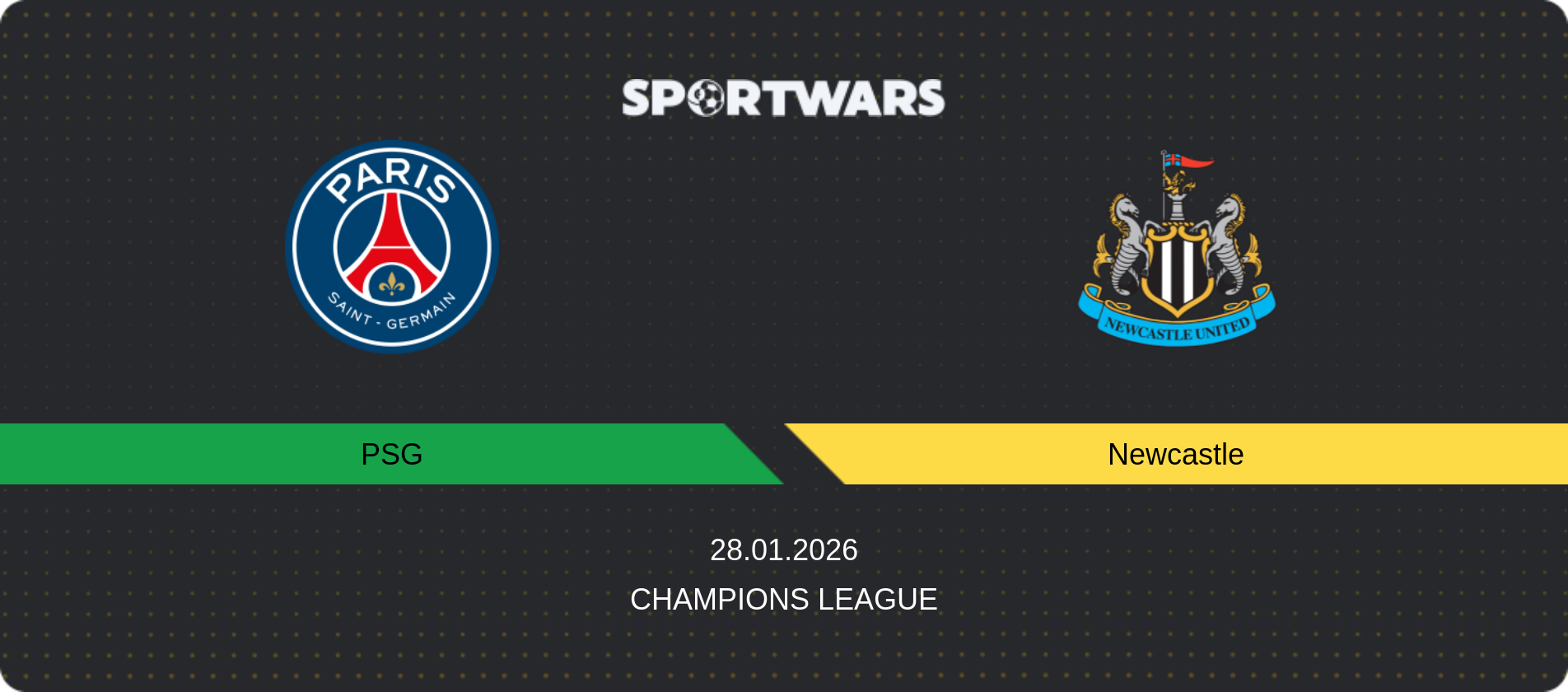 Match prediction PSG — Newcastle, Champions League, 28.01.2026