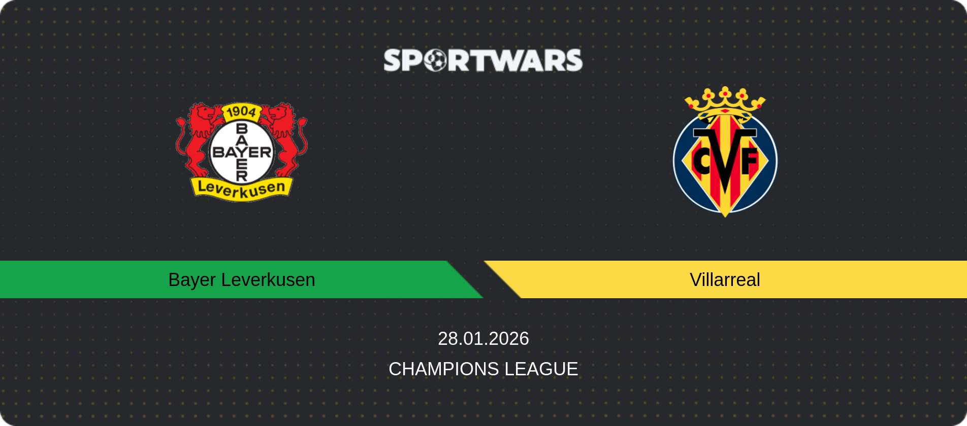 Match prediction Bayer Leverkusen — Villarreal, Champions League, 28.01.2026