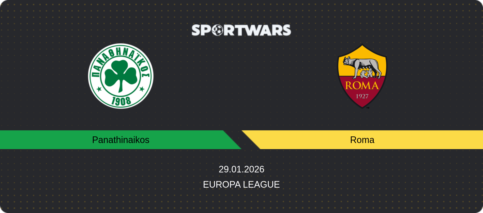 Match prediction Panathinaikos — Roma, Europa League, 29.01.2026