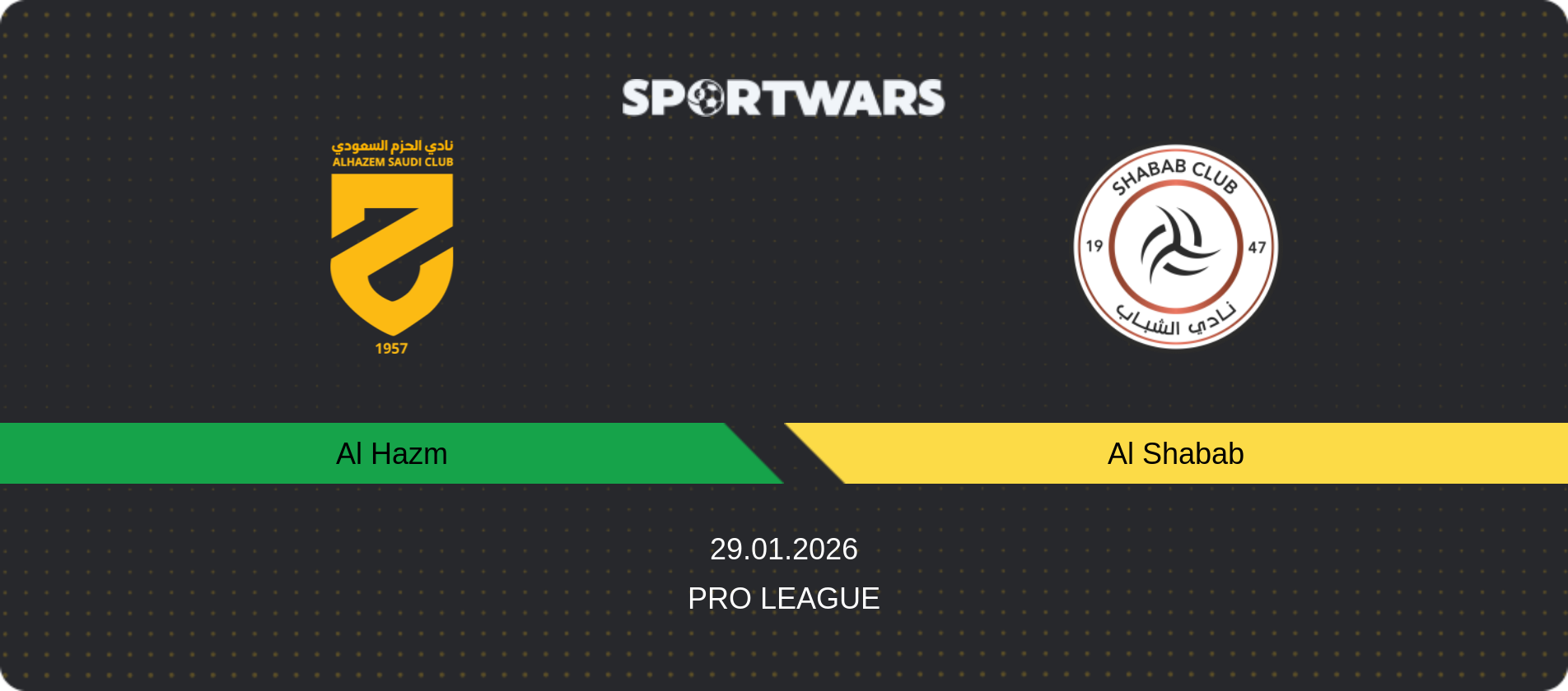 Match prediction Al Hazm — Al Shabab, Pro League, 29.01.2026