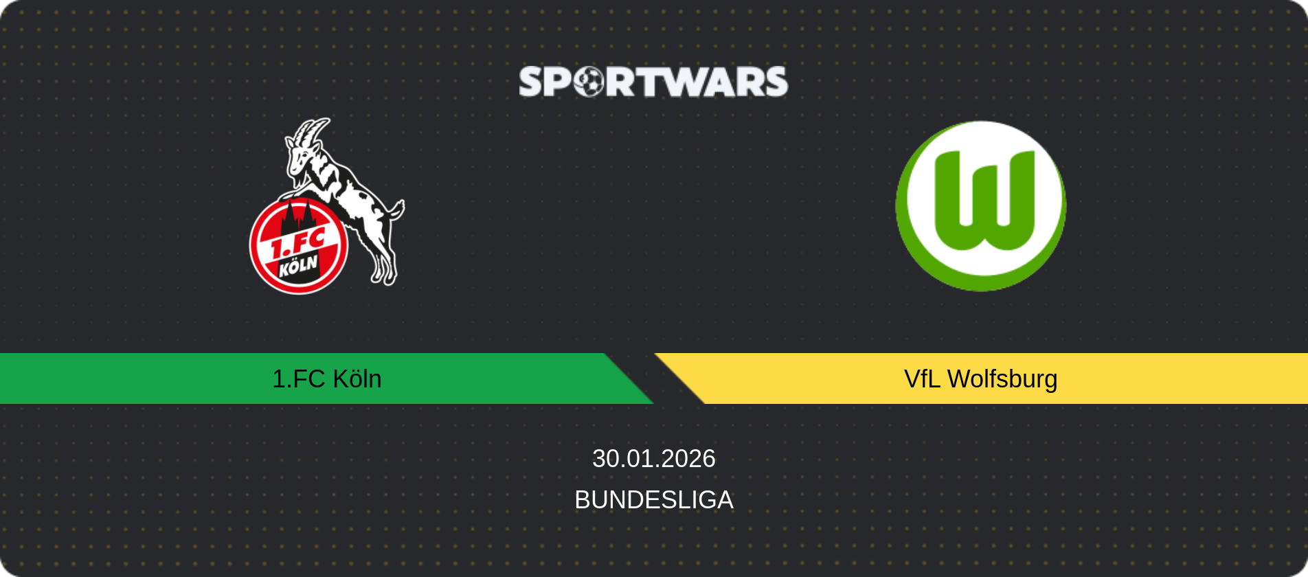 Match prediction 1.FC Köln — VfL Wolfsburg, Bundesliga, 30.01.2026