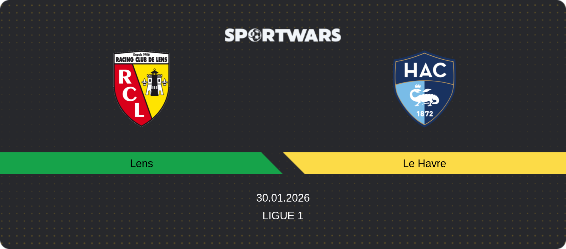Match prediction Lens — Le Havre, Ligue 1, 30.01.2026
